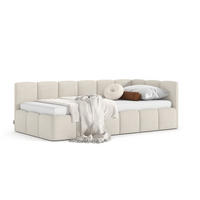 POLSTERBETT AURO mit Bettkasten, Einzelbett, rechts - 90x200 cm - Kaschmir/Beige, Holz/Textil (90/200cm) - mybed.