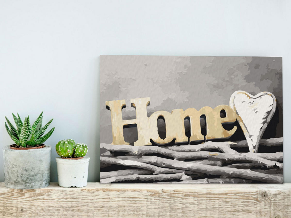 MALEN NACH ZAHLEN Grau 60/40 cm - Beige/Grau, Textil (60/40cm) - KUNSTLOFT