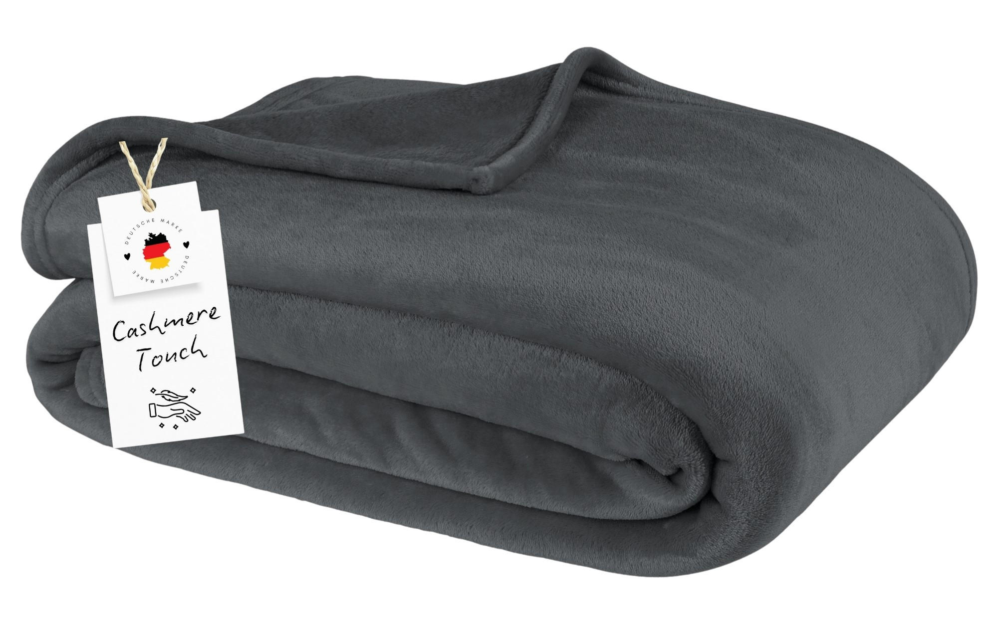 KUSCHELDECKE Flauschig 180x220, Wohndecke Cashmere-Touch, Sofadecke Anthrazit - Anthrazit, Textil (180/220cm) - Carpe Sonno
