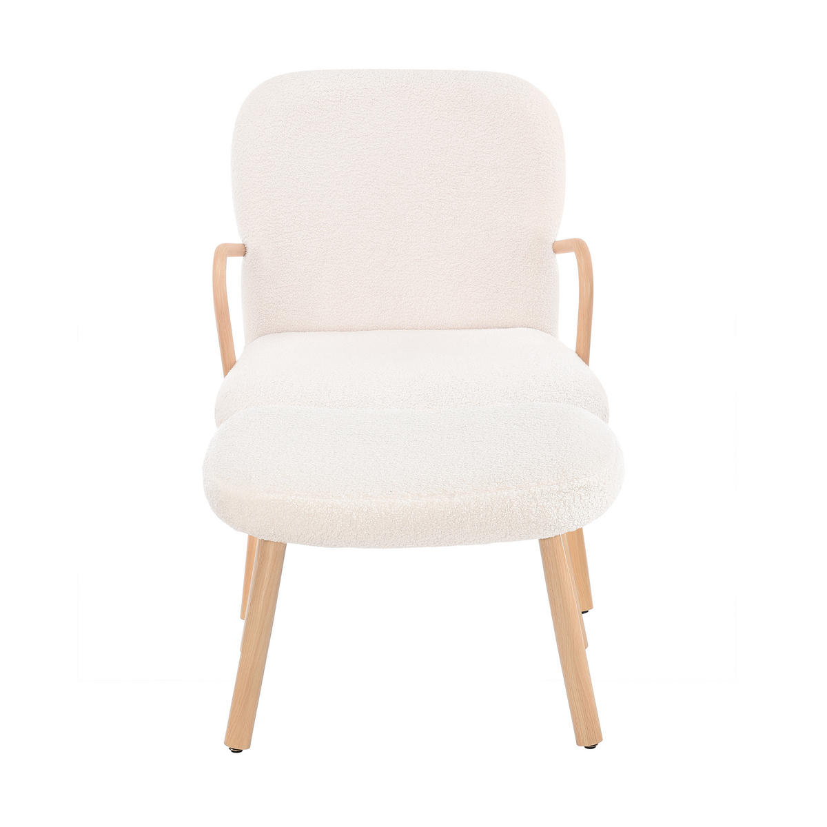 RELAXSESSEL MIT FUSSHOCKER, Lesesessel mit Armlehnen - Beige, Holz (64/82/58cm)
