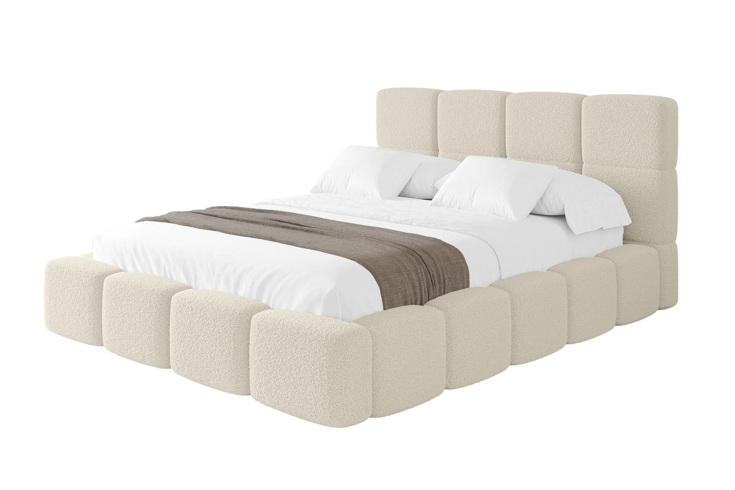 POLSTERBETT mit Bettkasten und Lattenrost mit Kopfteil, Boxbett ohne Matratze, mit Stauraum - NATA 160x200 Beige - Beige, Holzwerkstoff/Textil (160/200cm) - ALTDECOR