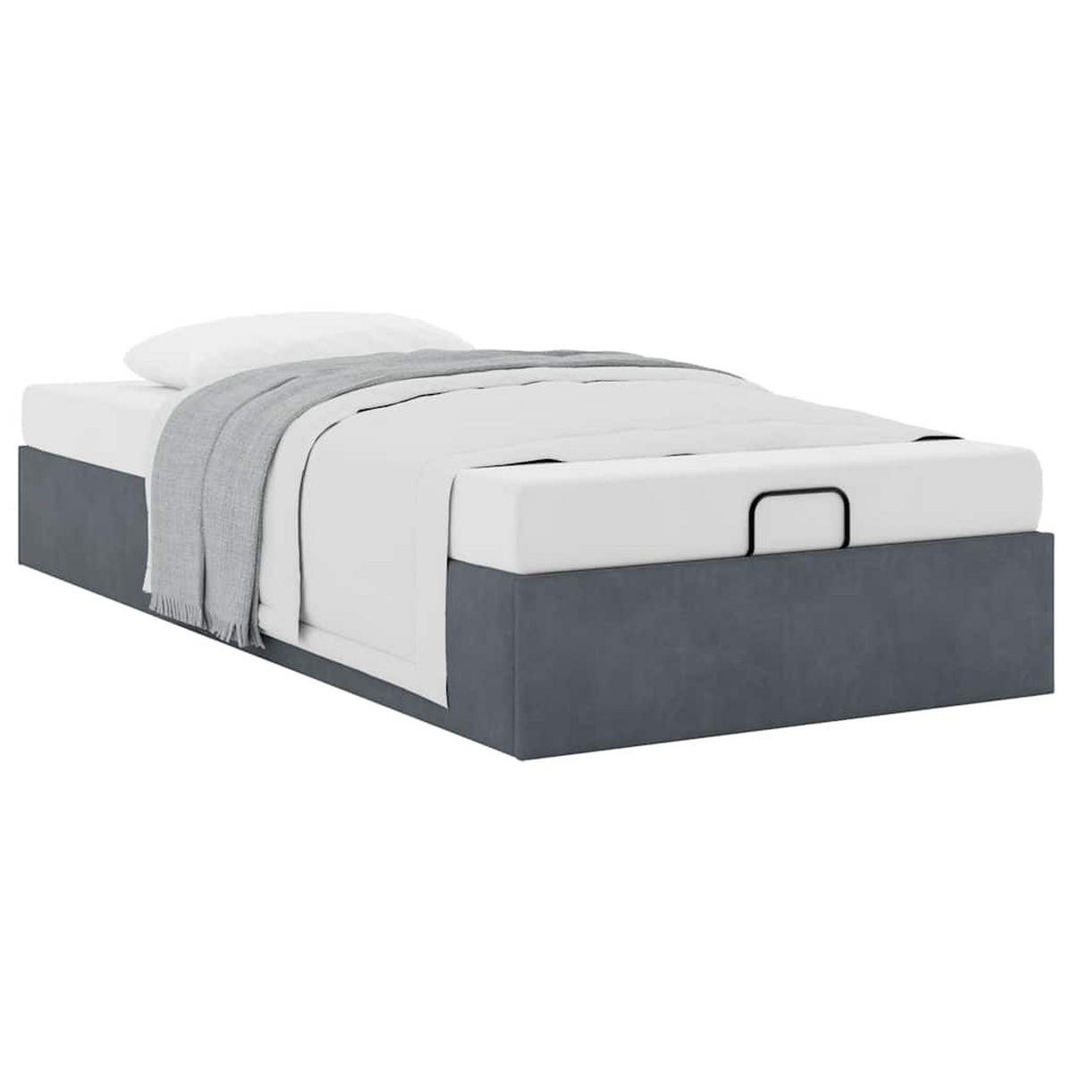 OTTOMAN-BETT Ohne Matratze Dunkelgrau 90/200 Cm Samt - Grau, Holzwerkstoff (90/200cm) - vidaXL