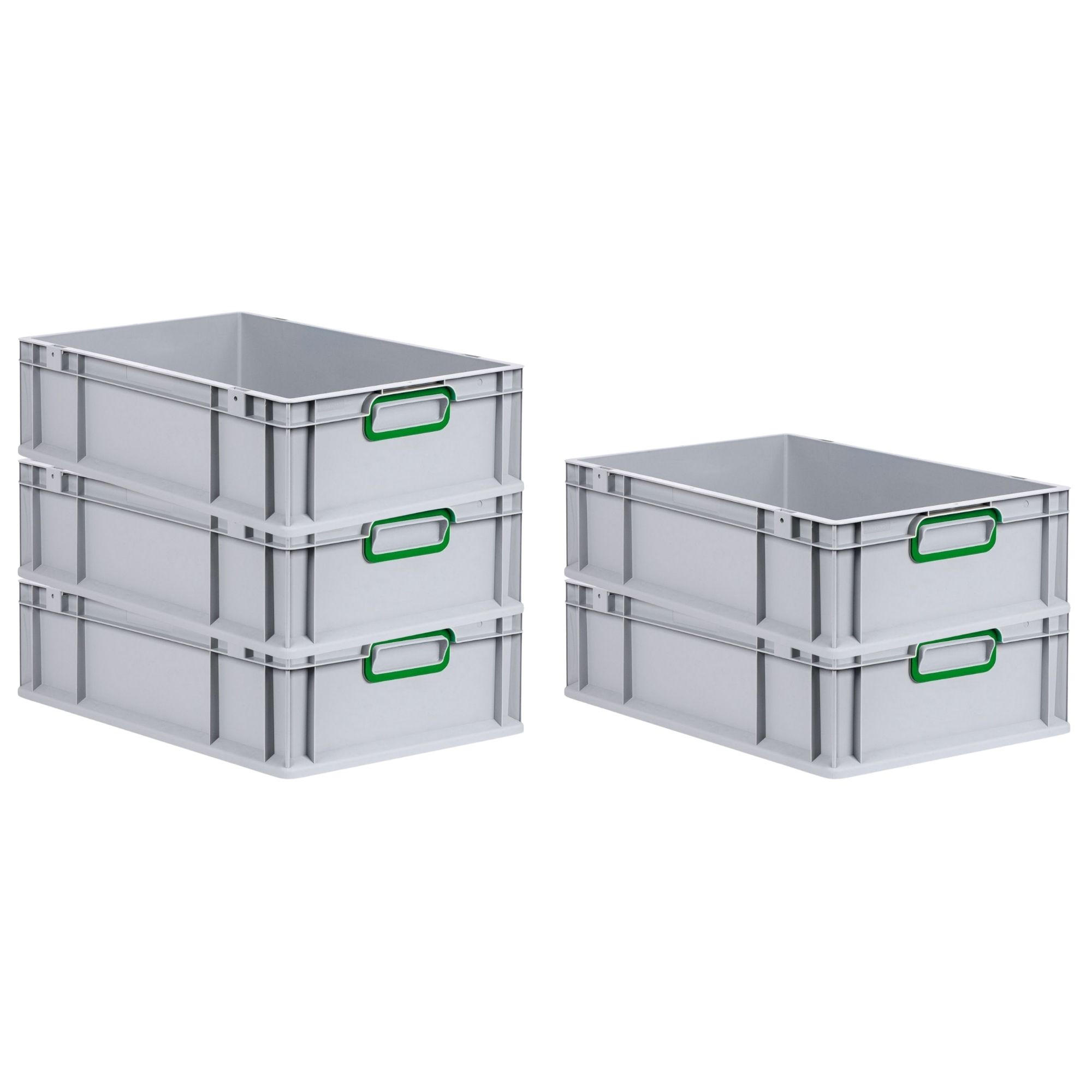 EUROBOX 5x Nextgen Color 17x40x60cm 34 Liter Griffe Grün Geschlossen - Grün, Kunststoff (40/17/60cm) - PROREGAL