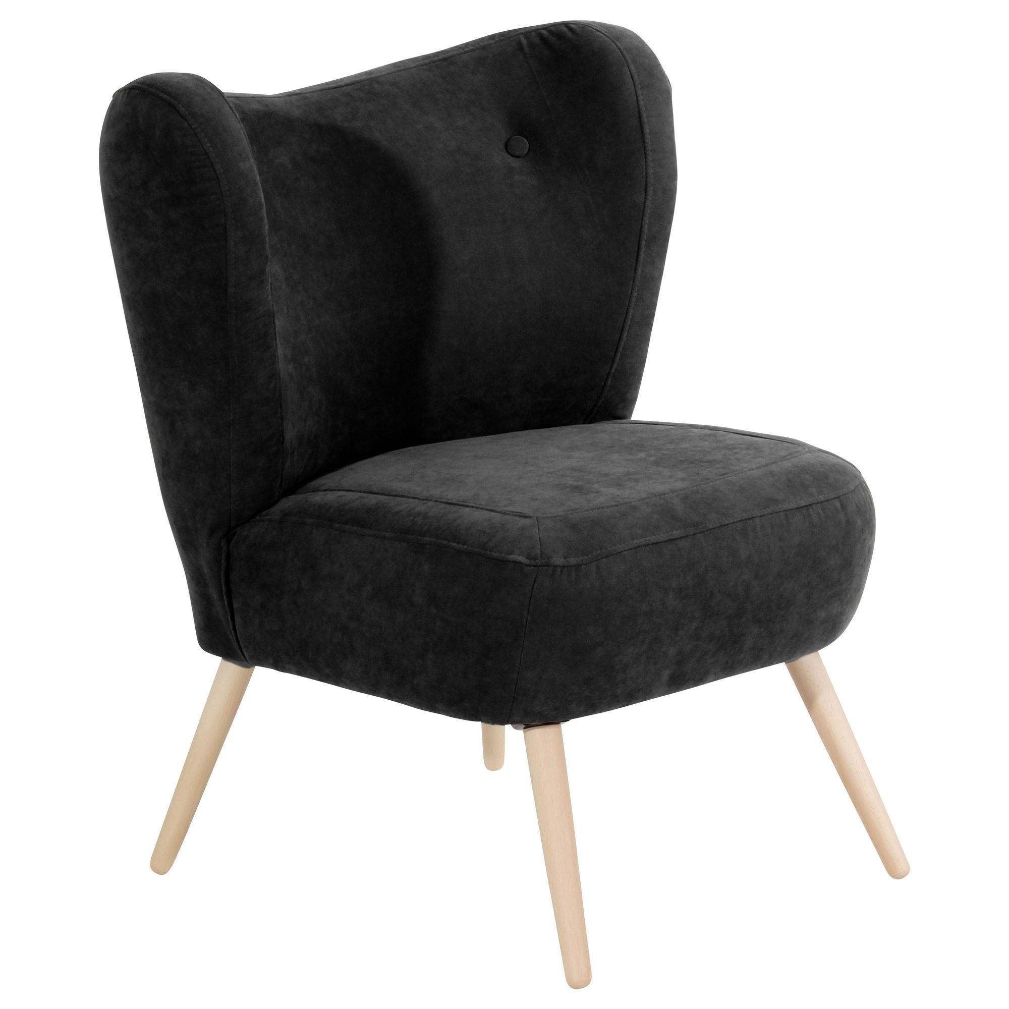 SESSEL Kathy Bezug Veloursstoff Buche natur / schwarz - Schwarz, Kunststoff (70/86/69cm) - 58aufmkessel