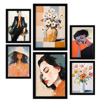 POSTER Set Mit 6 Tapfere Frau A3 & A4 Schwarzer Rahmen - Schwarz, Papier (29/3cm) - Nacnic