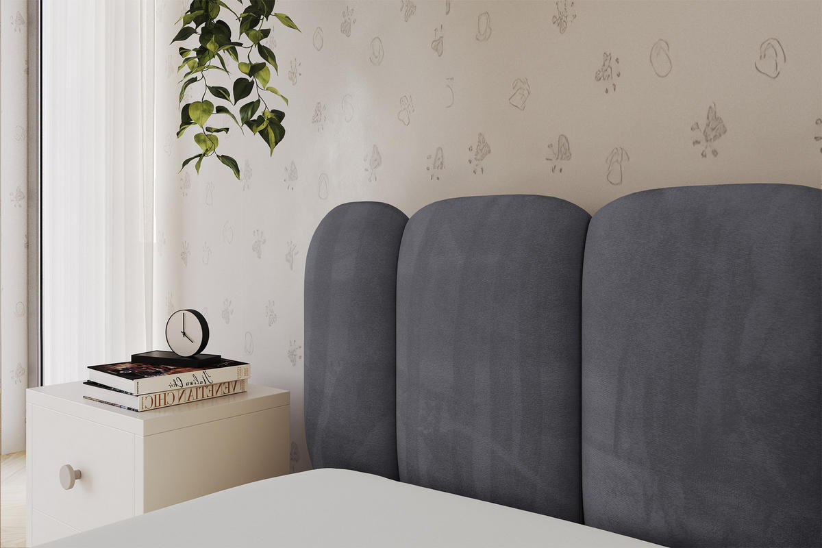 EINZELLBETT Jugendbett mit Bettkasten und Matratze H3/H4, Rechts - AVRY 80x200 Dunkelgrau - Titanfarben, Holzwerkstoff/Textil (80/200cm) - ALTDECOR
