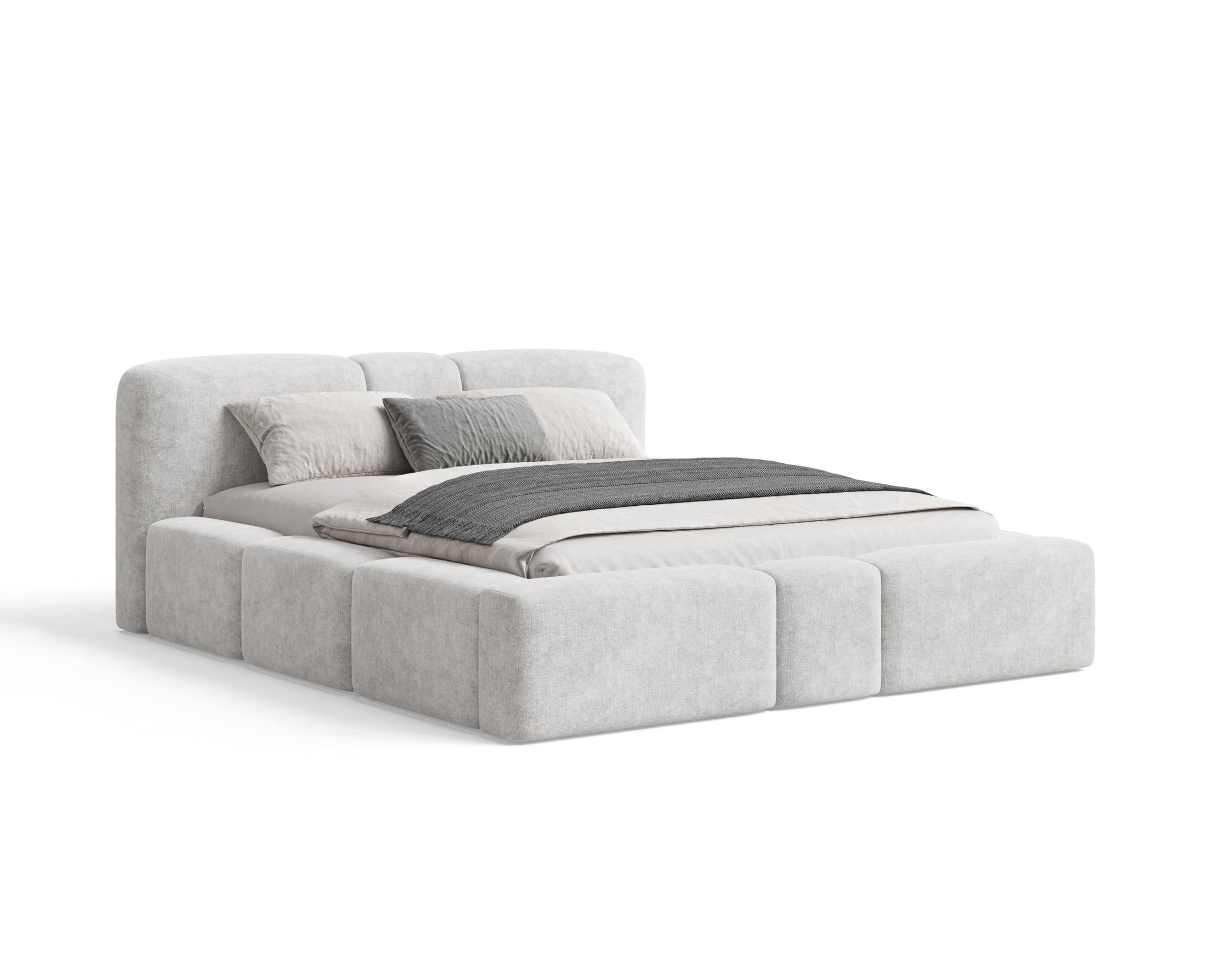 POLSTERBETT Monte160x200 cm- Bettkasten und Stauraum - Doppelbett mit Stabilem Metallrahmen - Hellgrau - Hellgrau, Holzwerkstoff (160/200cm) - Chilly