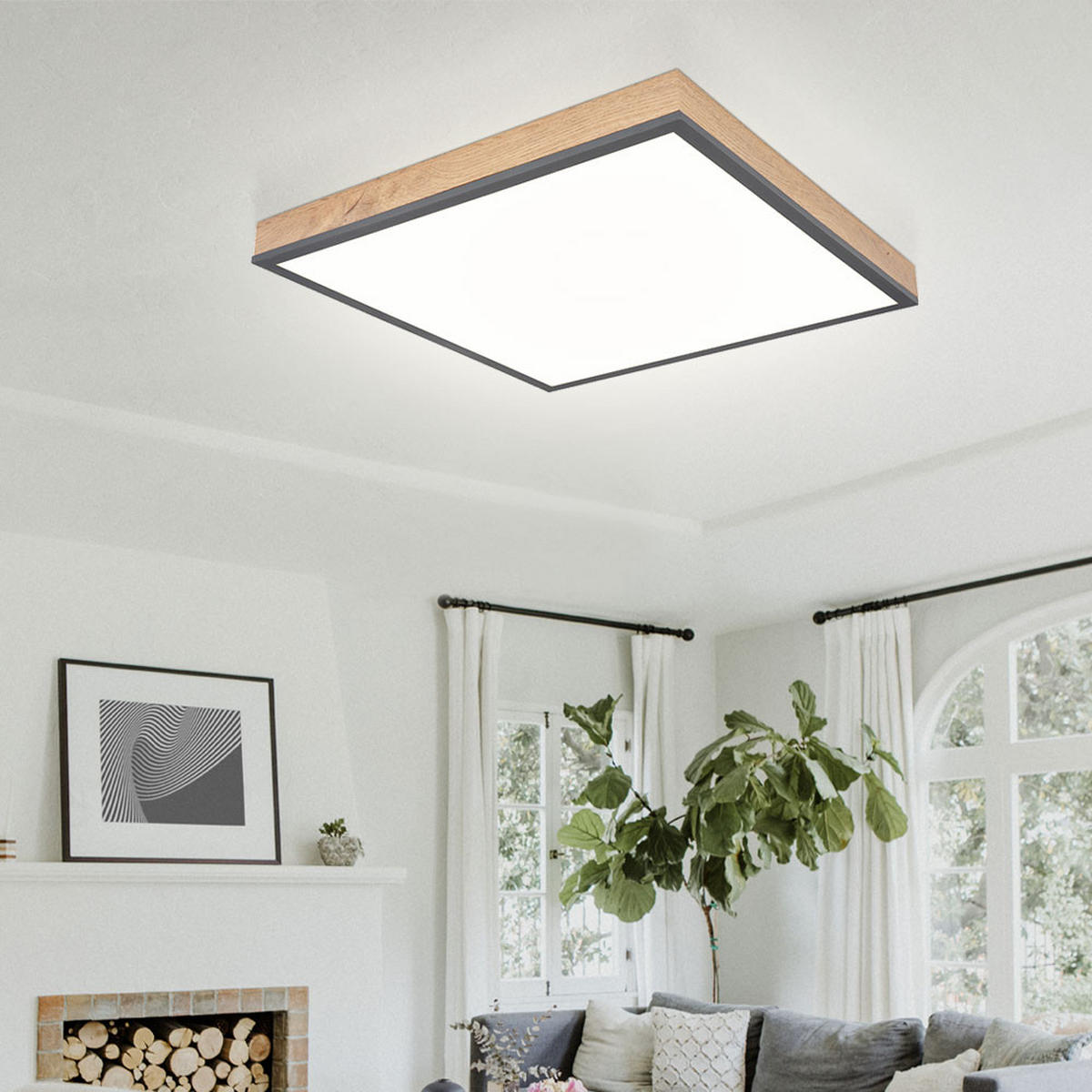 LED DECKENLEUCHTE DORO MDF Grau - Grau, Metall (45/45/6.5cm) - Globo Lighting