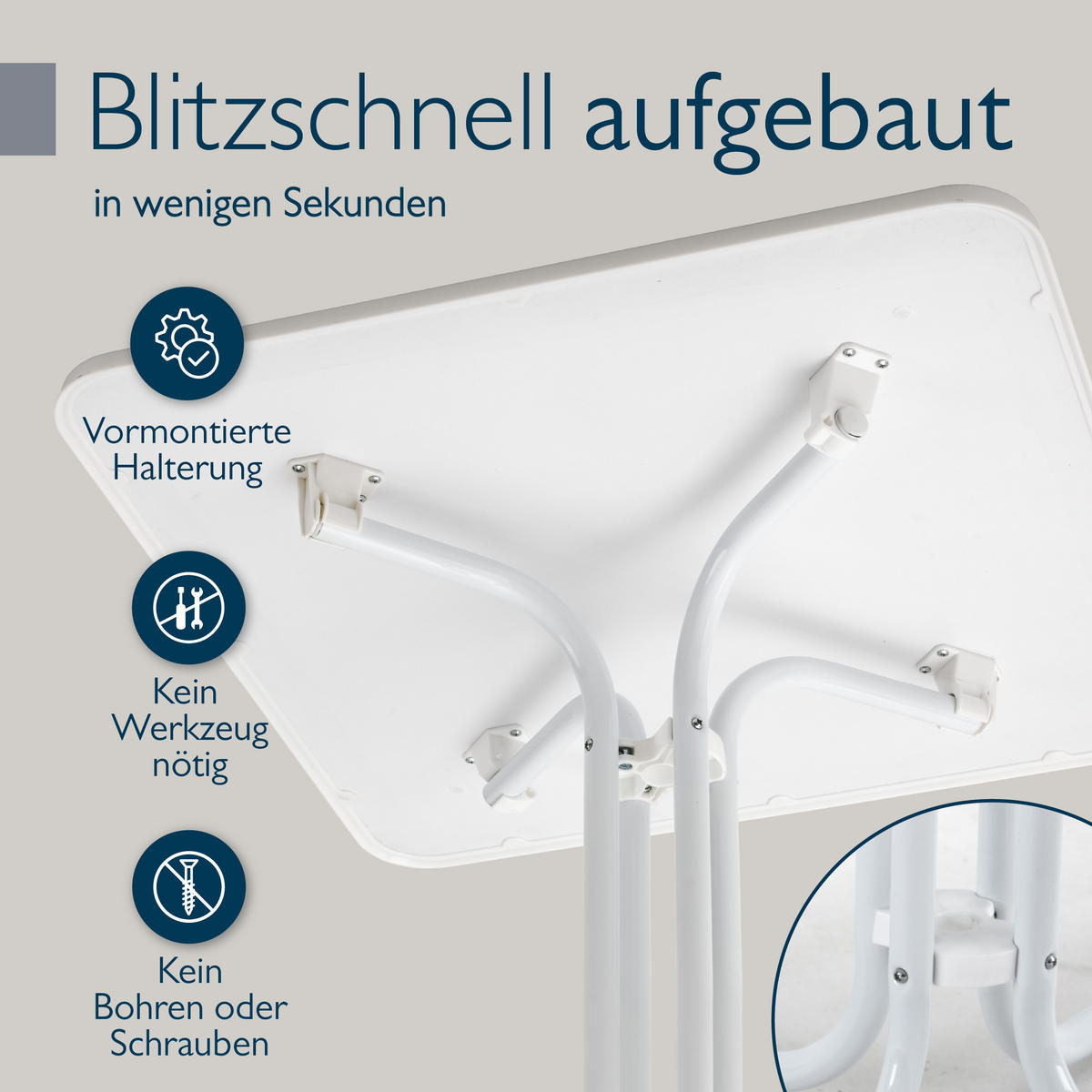 BISTROTISCH Bistroni WP 80x80cmxH70cm Weiß - Weiß, Holzwerkstoff/Metall (80/80/70cm) - Beautissu 