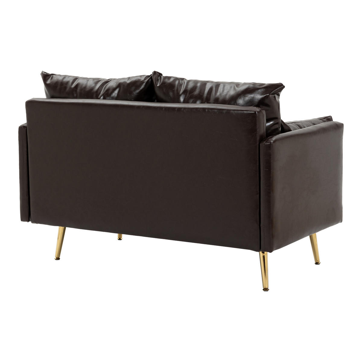 SOFA Sysmä - Dunkelbraun/Goldfarben, Holz/Metall (122/72/65cm) - [en.casa]