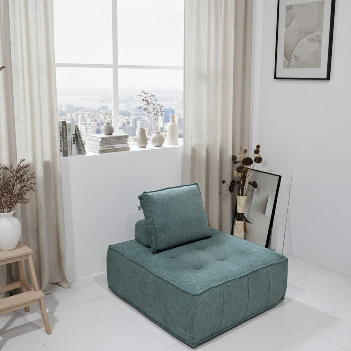 SESSEL Zen Salbei 1-Sitzer - Salbeigrün, Textil (100/75/100cm) - COCO Living