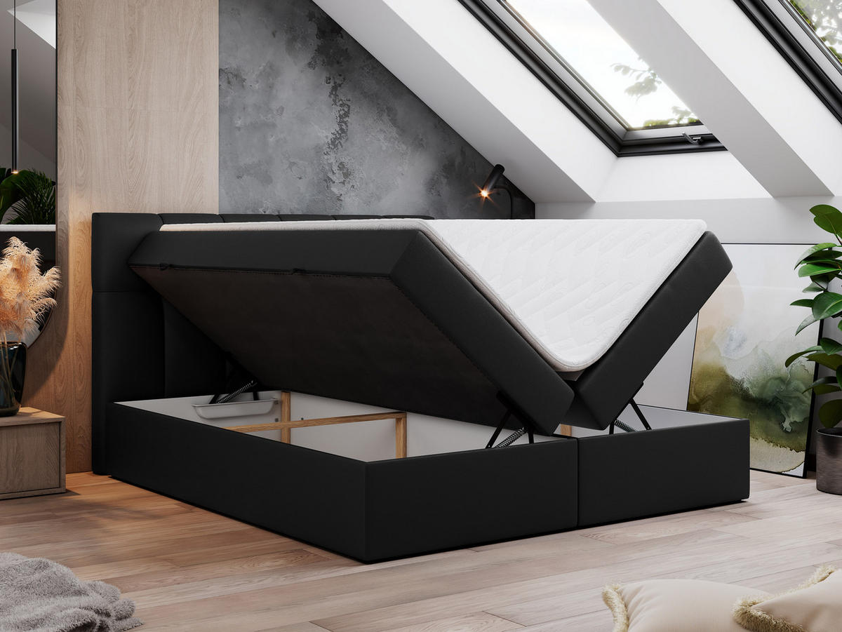 BOXBETT RICO 200/200 Schwarz Kunstleder - H3 - Schwarz, Holz/Textil (200/200cm) - MKS