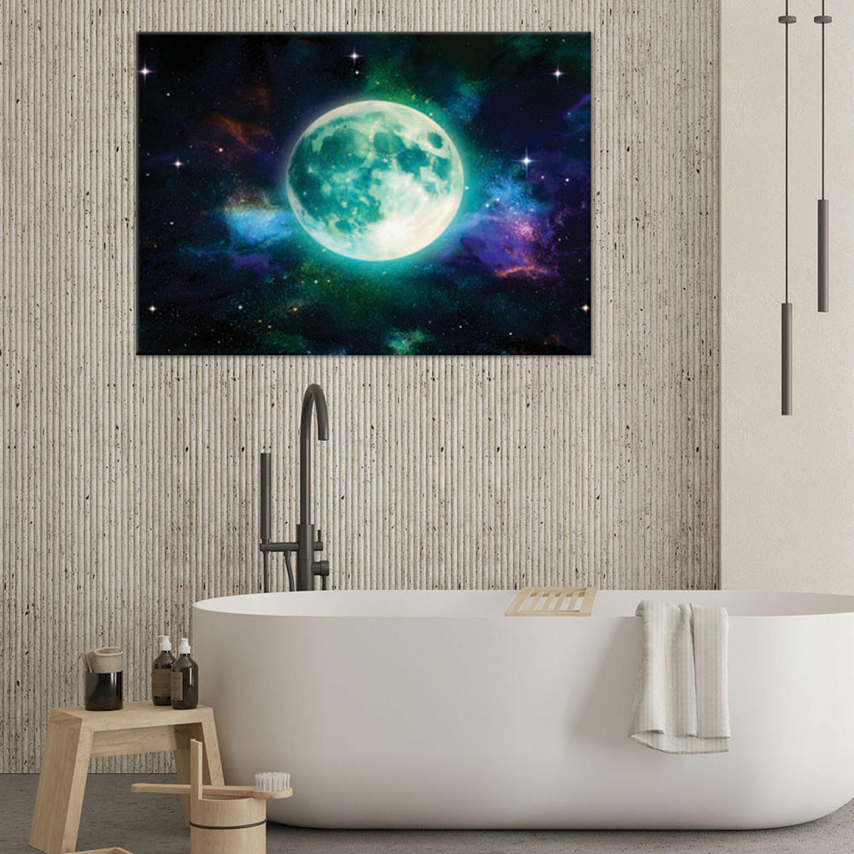 LEINWANDBILD Planet Weltraumuniversum 90x60cm - Blau, Textil (90/60cm) - Feeby