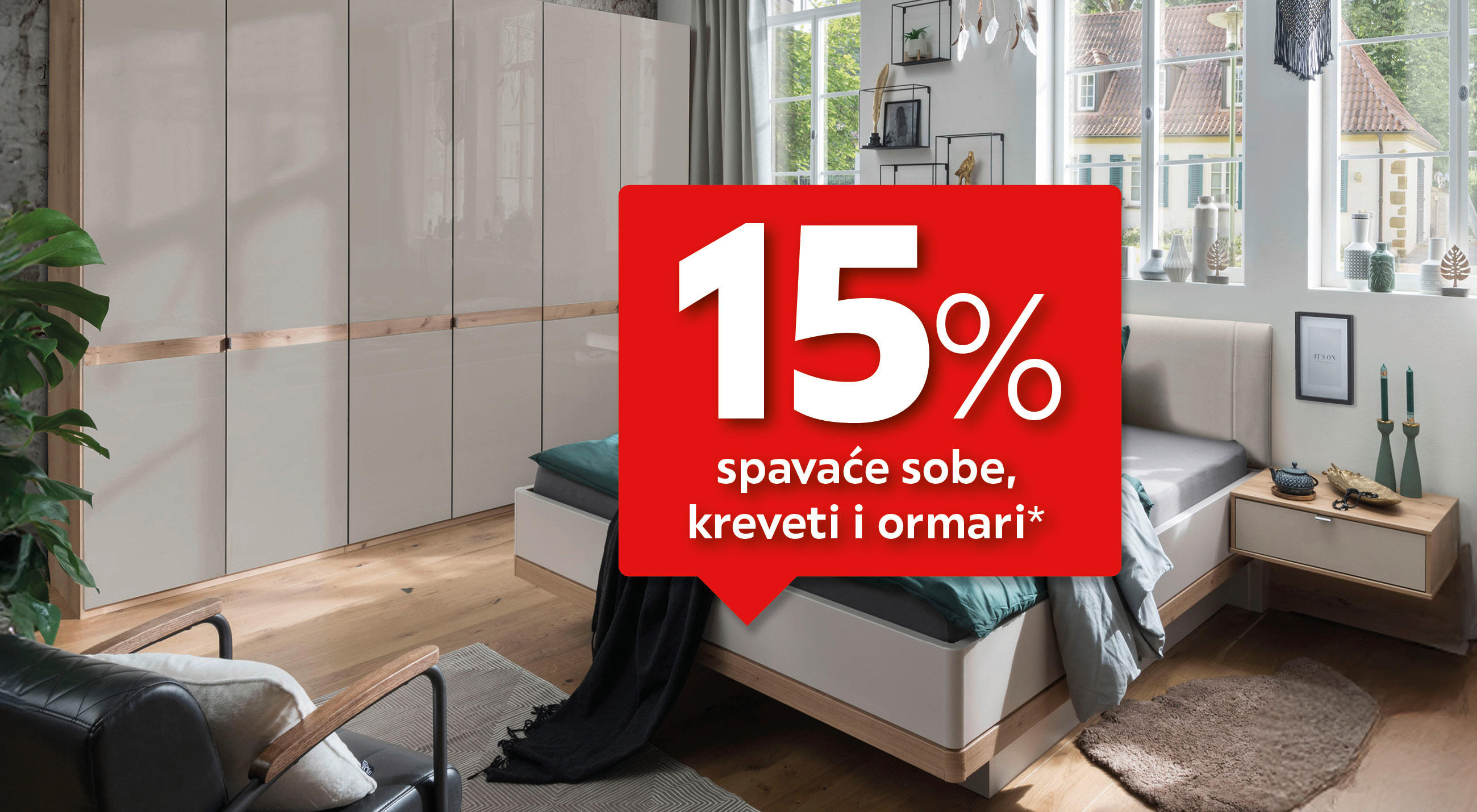 15% spavaće sobe, kreveti i ormari*
