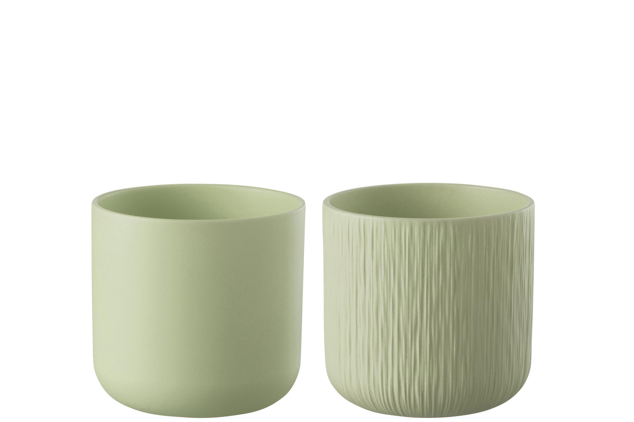 BLUMENTOPF GEN - Keramik - Pistazie - L - 2er Set - Ø 18,5 cm - Grün, Keramik (18.5/18cm) - J-Line