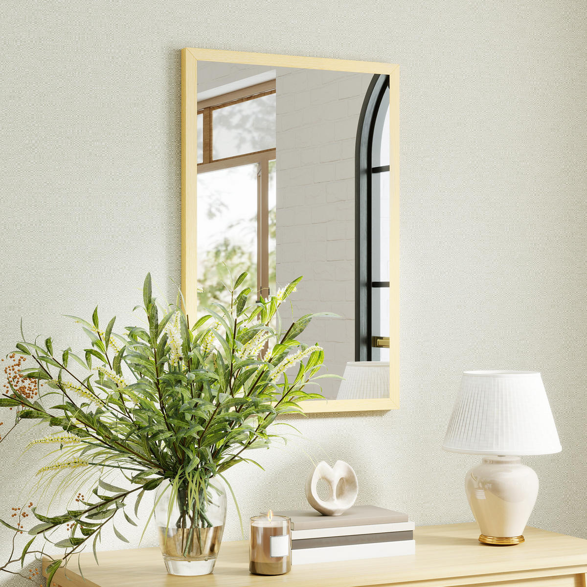 WANDSPIEGEL DE-14340 rechteckig 60x40 cm Natur - Naturfarben, Glas (40/60/2cm) - ComfortXL