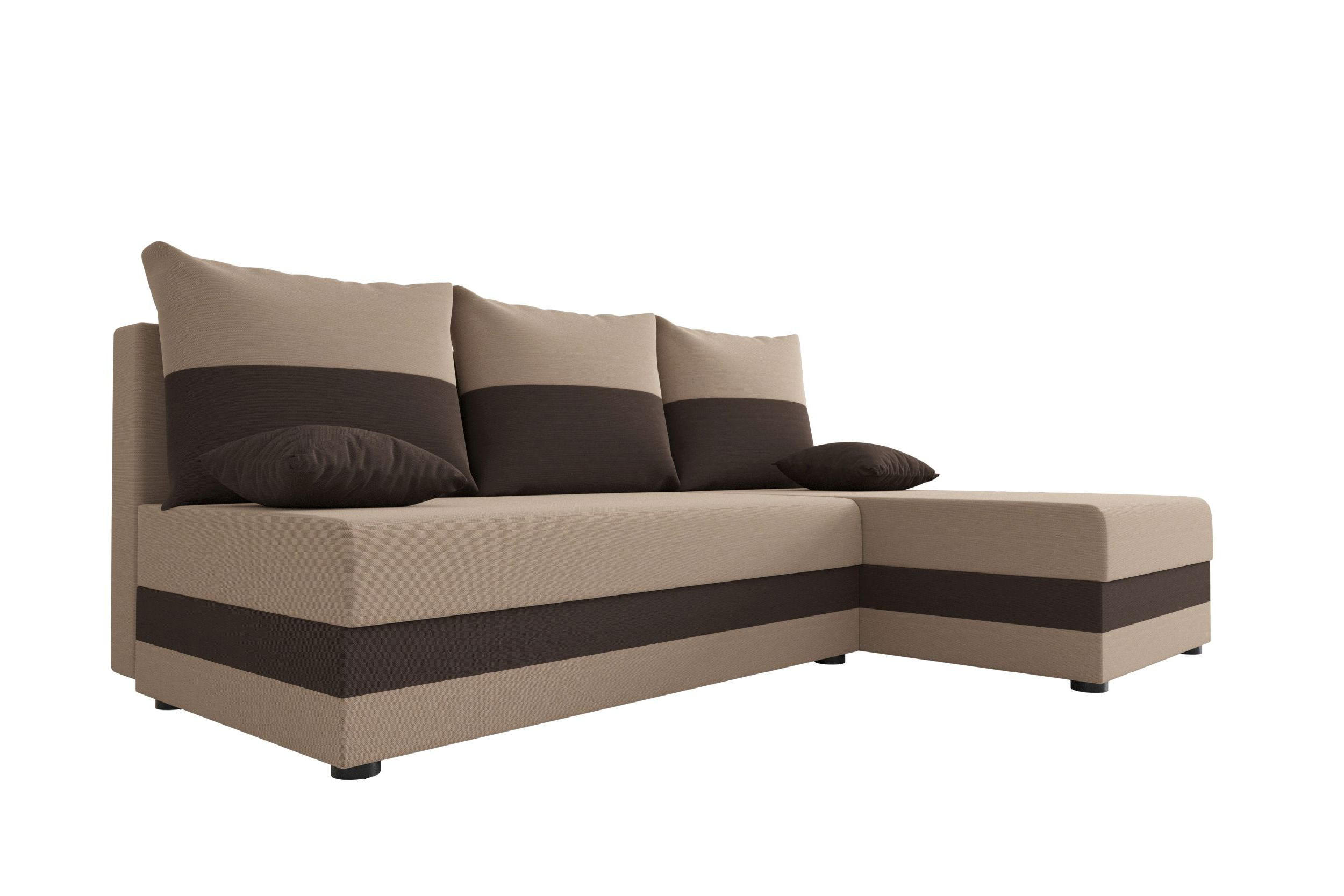 ECKSOFA HEWLET L Rainbow 05+41 Rechts mit Schlaffunktion - Braun, Textil (200/140cm) - Bedante