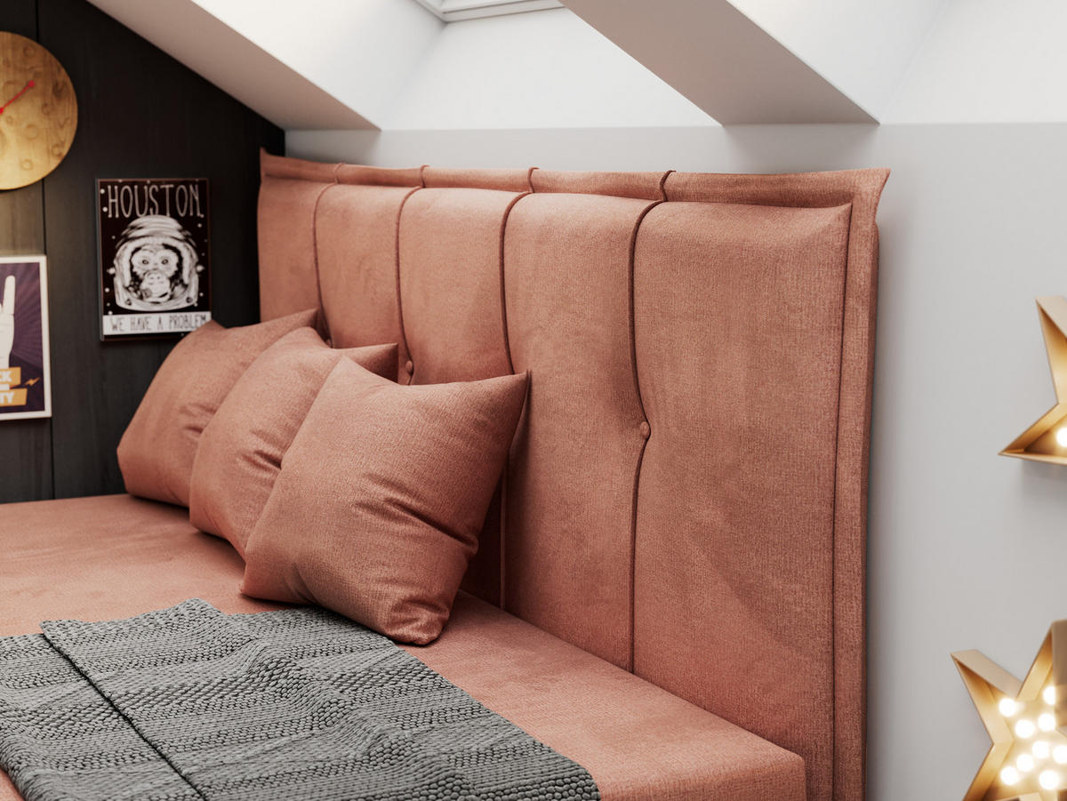 BOXBETT BANCO 90/200 Hellrosa Velvet hydrophob - H3 - Hellrosa, Holz/Textil (90/200cm) - MKS