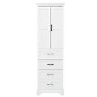 BADEZIMMERSCHRANK 57x38x180 cm Weiß aus Holzwerkstoff mit 3 Schubladen - Weiß, Holzwerkstoff (57/180/38cm) - Modfu