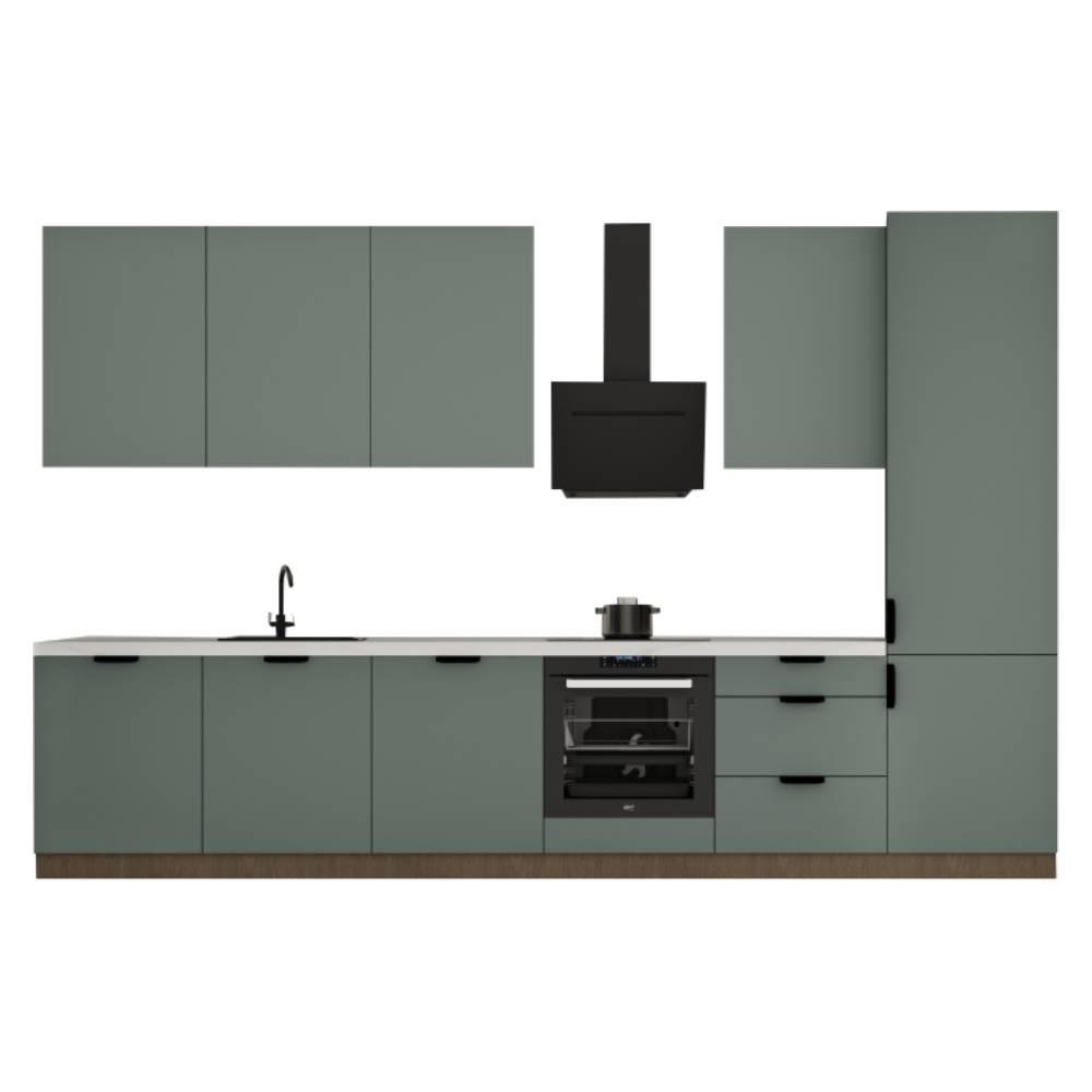 KÜCHENZEILE 360 cm - Sorento KS2-M360 - in Grün / Dunkle Eiche - Eichefarben/Schwarz, Holz (360/247/58cm)