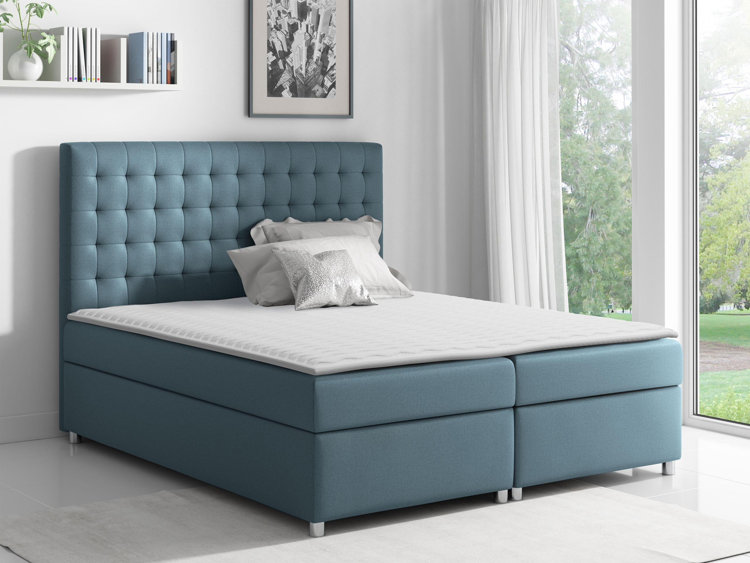BOXBETT Asti - Hellblau, Holz (140/200cm) - MIRJAN24