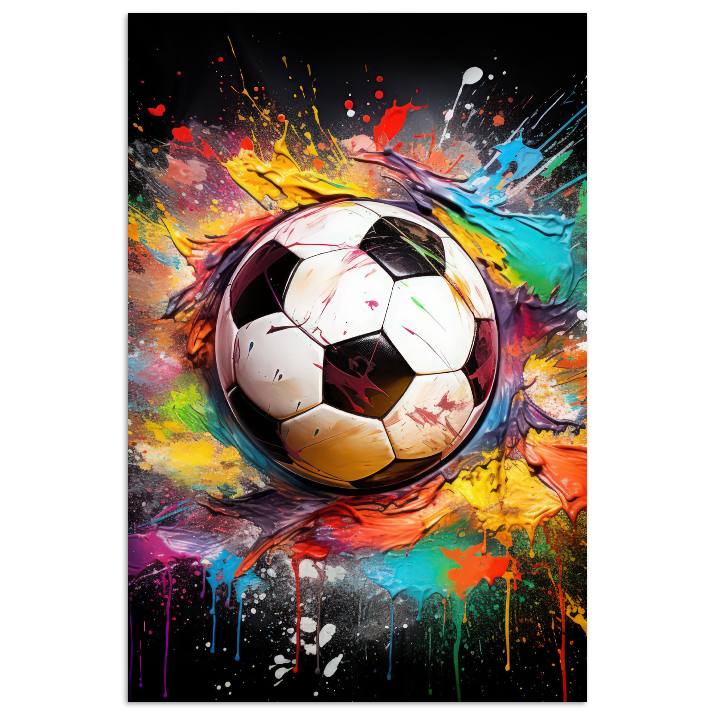 MuchoWow PLAKÁT Fotbal - barva - barvy - černá - bílá 80x120 cm