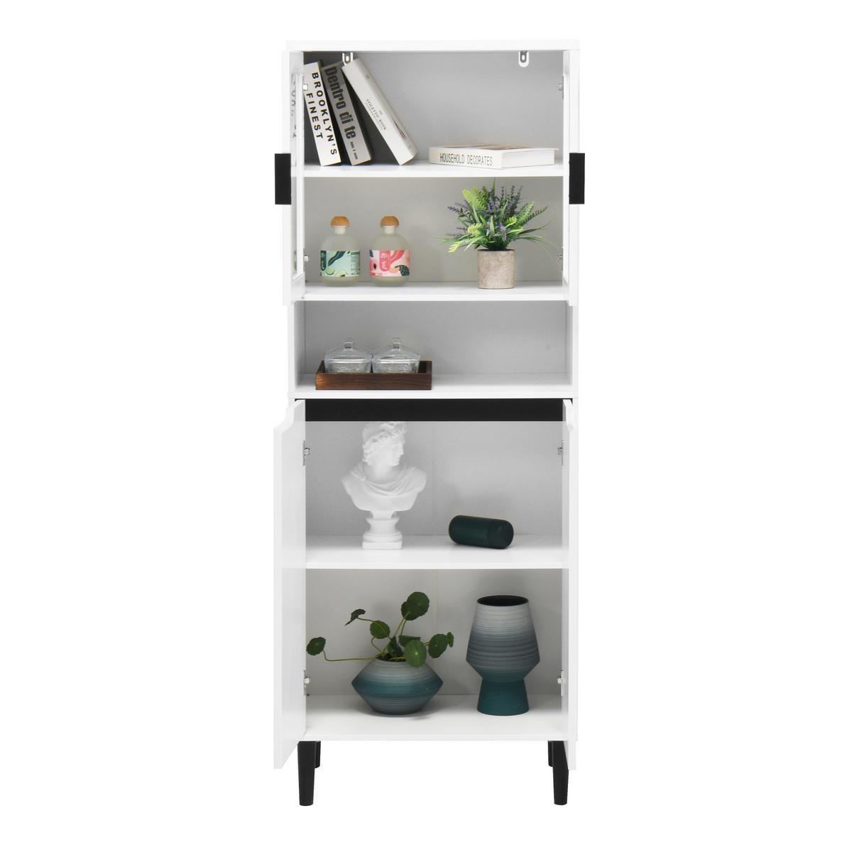 VITRINA bijela od MDF-a s kaljenim staklom i podesivom policom - bijela, drvni materijal (60/160/35cm) - OKWISH