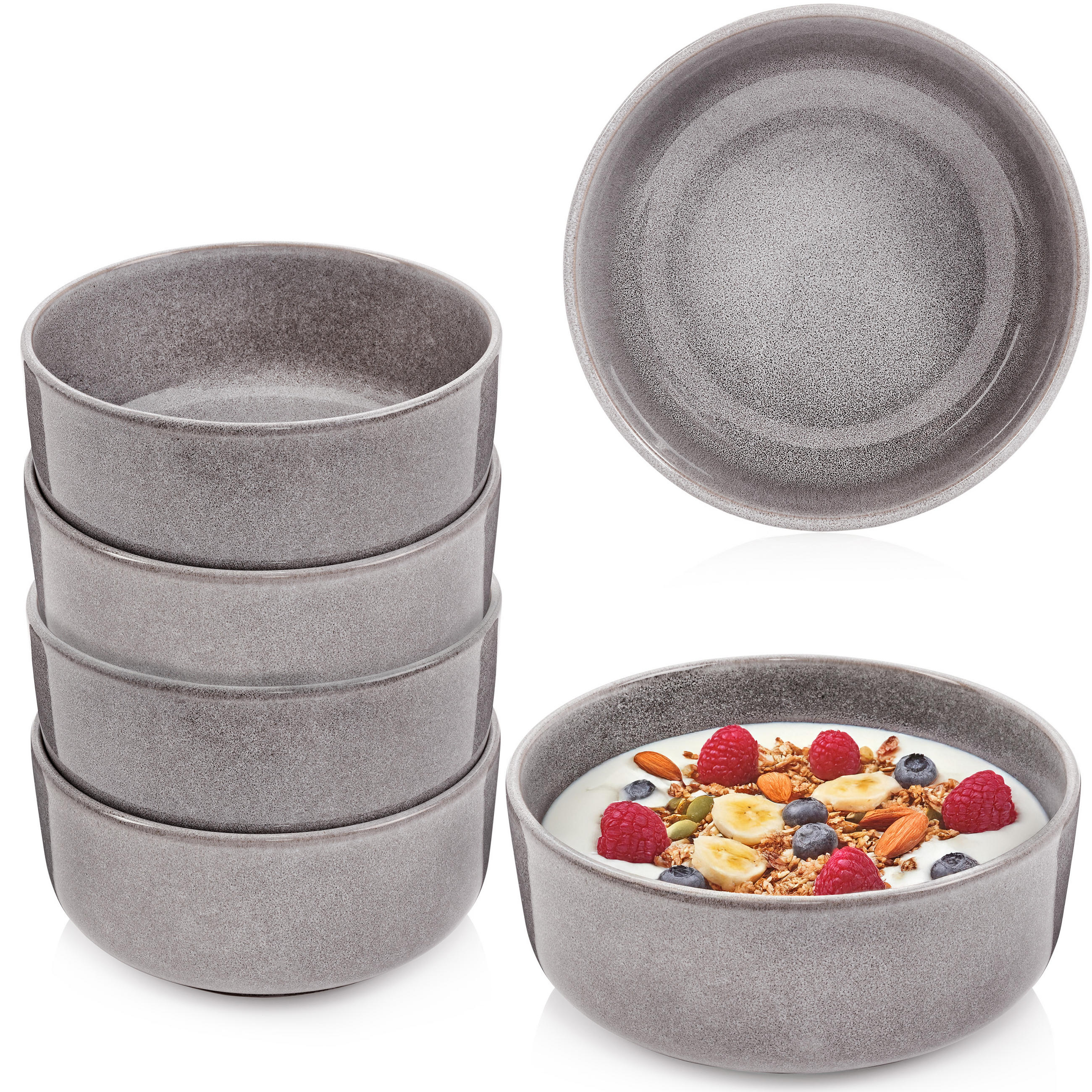 SCHALEN SET KAIRO MONDGRAU - 6 teilig aus Steingut - Dunkelgrau, Keramik (38.5cm) - Sänger