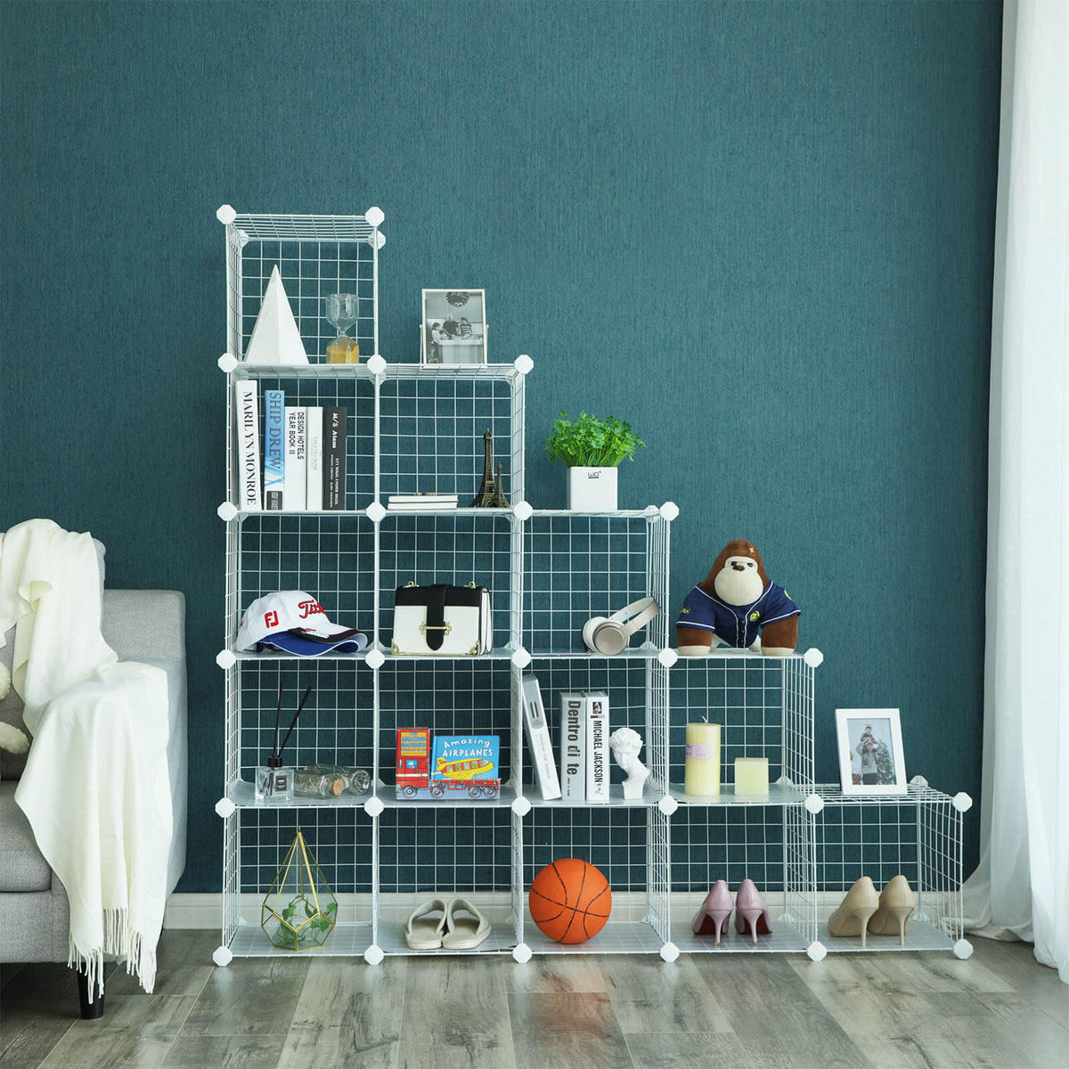 STECKREGALSYSTEM DIY-WÜRFELREGAL - Weiß, Kunststoff (31/123/123cm) - Hansiro