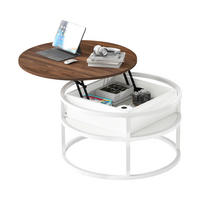 COUCHTISCH rund Höhenverstellbar versteckter Stauraum Multifunktional - Braun, Holz (80/80/61.5cm) - Kaket