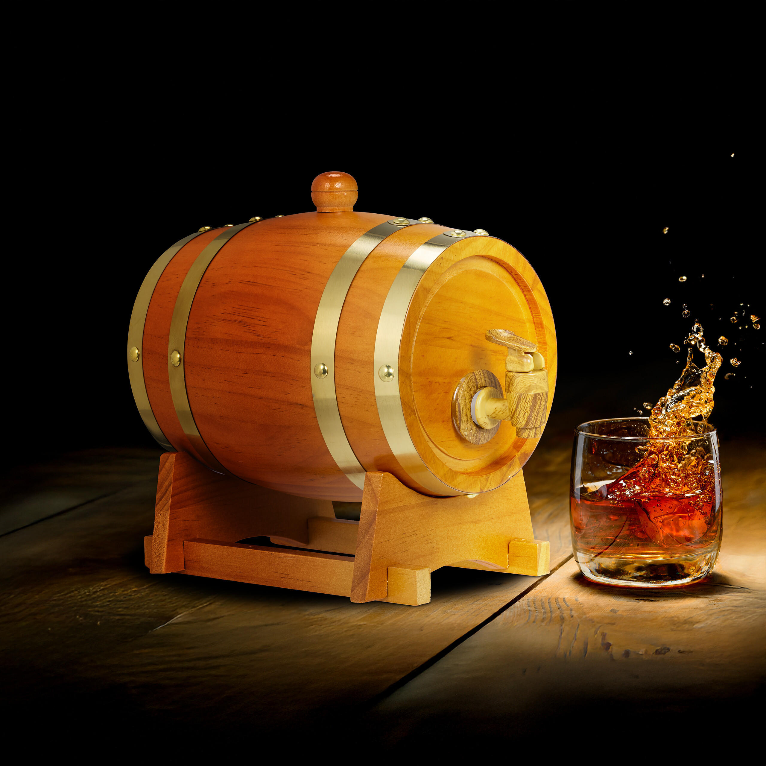 WHISKYFASS - Hellbraun, Holz/Kunststoff (1.25L) - Relaxdays