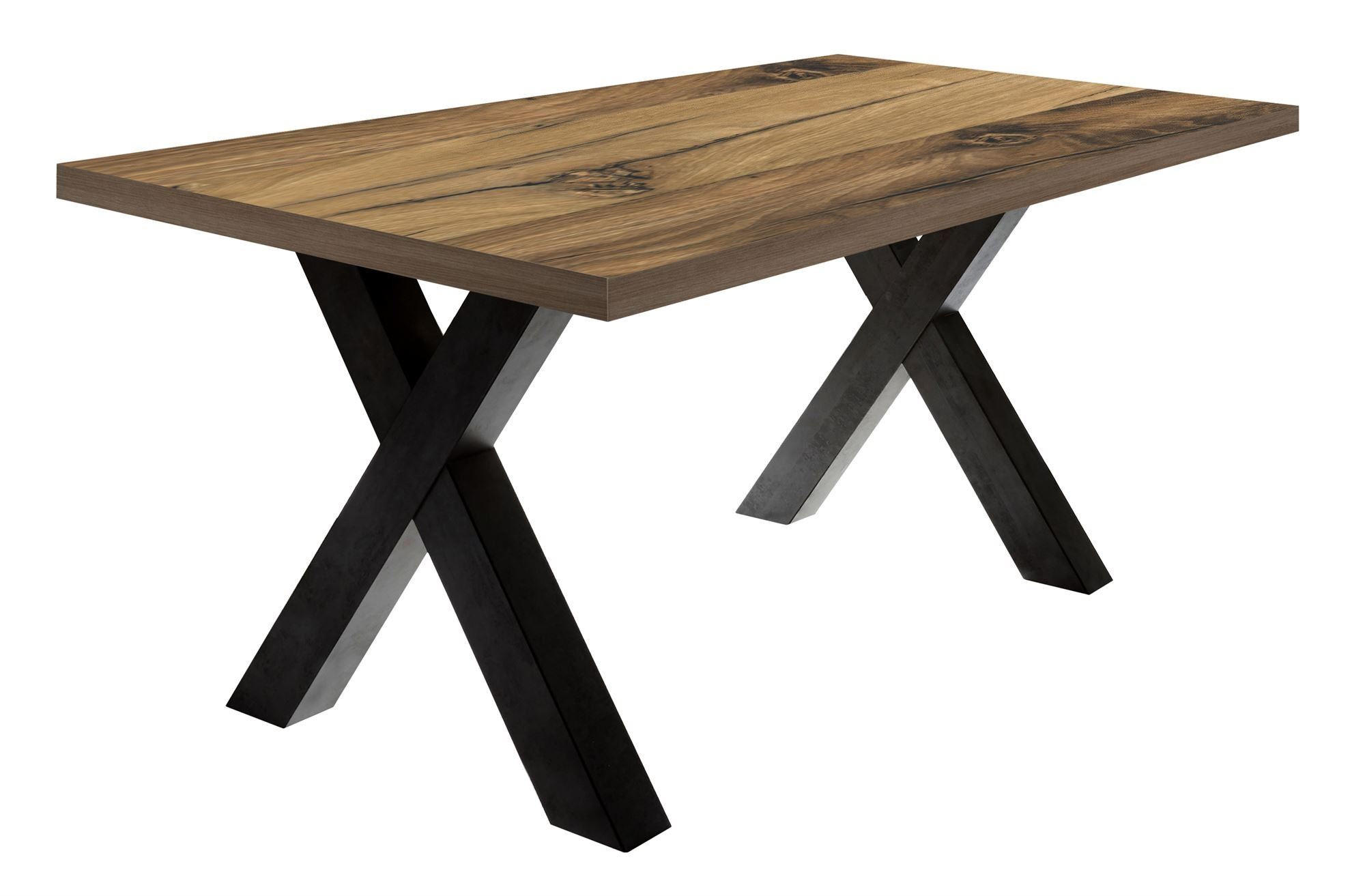 ESSZIMMERTISCH Eike 8 200 x 100 x 75 Esstisch Schwarzstahl/Plankeneiche - Dunkelbraun, Holz (200/100/75cm) - 58aufmkessel