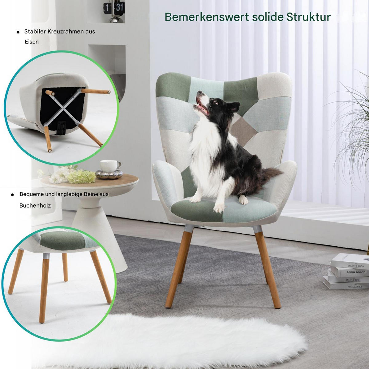 OHRENSESSEL in Webstoff, Multicoloured - Multicolor, Textil/Metall (65/106/50cm) - Meubles Cosy