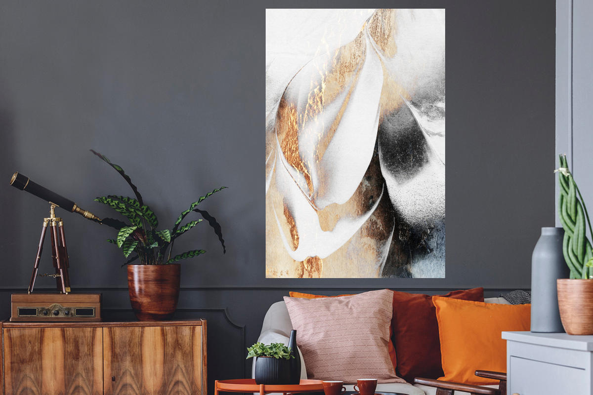 WANDTATTOO Luxus - Abstrakt - Gold - Weiß 80x120 cm - Goldfarben, Kunststoff (80/120/0.1cm) - MuchoWow