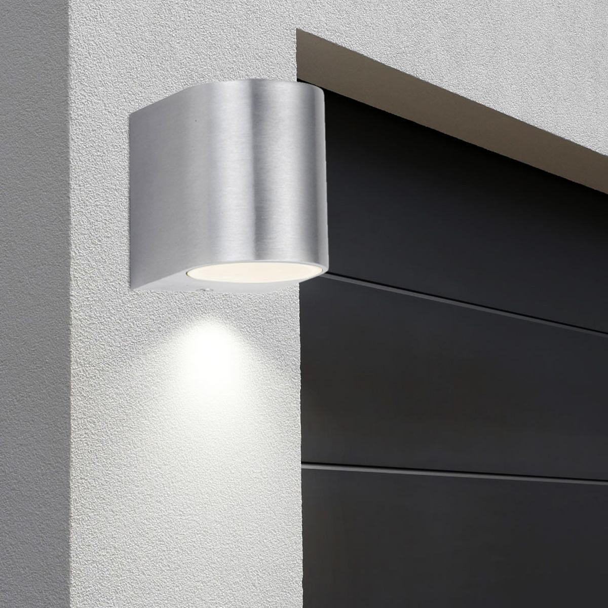LED AUSSEN-WANDLEUCHTE Silber gebürstet - Silberfarben, Glas (7/8/9.4cm)