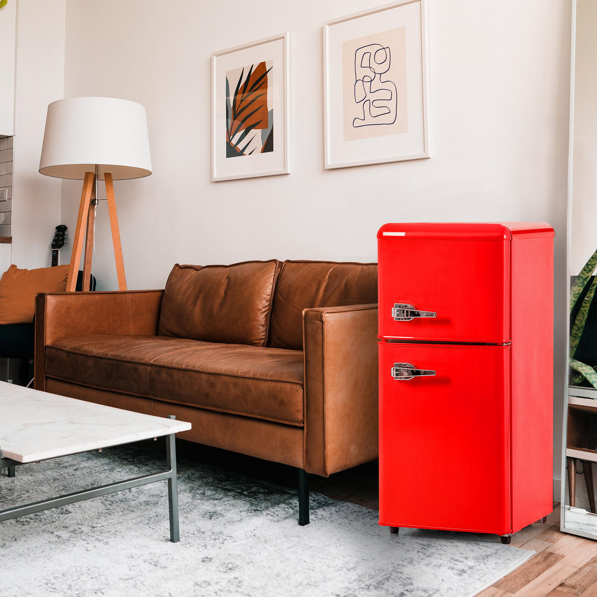 KÜHL-GEFRIER-KOMBINATION 60 l, 22 l Gefriervolumen, 45,5 x 88,8 cm, Energieeffizienzklasse E, Rot - Rot, Metall (45.5/88.8/42cm) - FOHERE