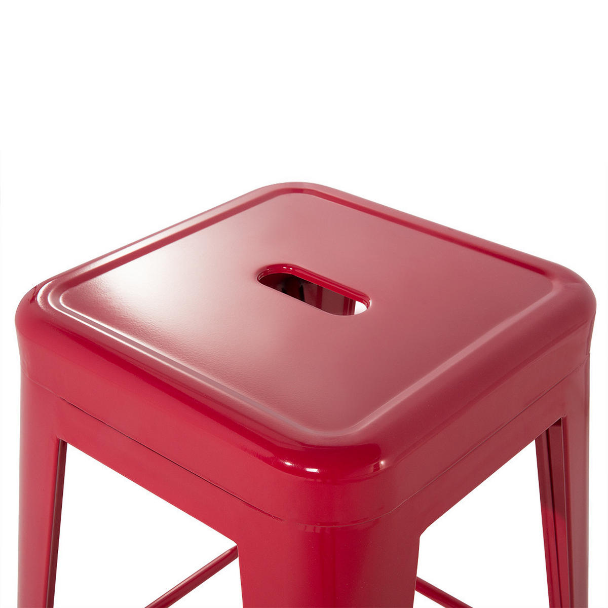 HOCKER 2er-Set Metall Rot Cabrillo - Rot, Metall (42/60/42cm) - Beliani