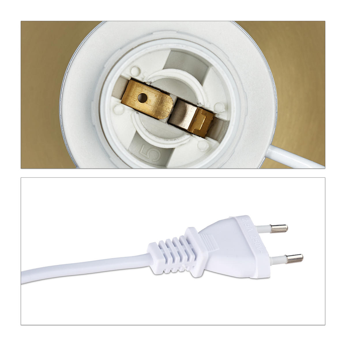 2 x Nachttischlampe - Goldfarben, Kunststoff/Textil (18/18/33.5cm) - Relaxdays