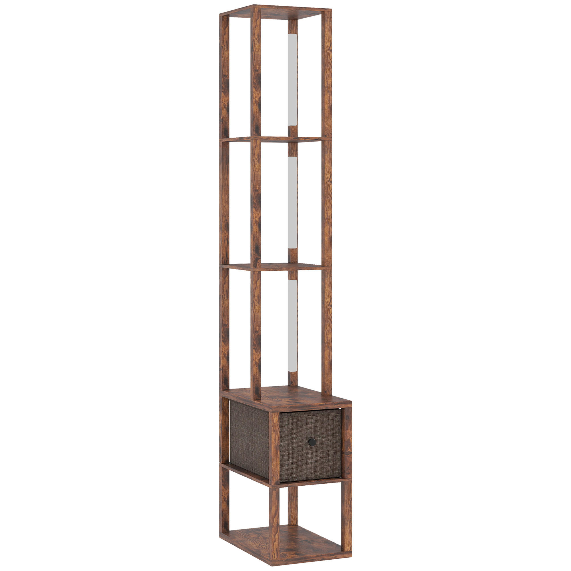 HOMCOM STOJACÍ lampa MDF rustikální hnědá
