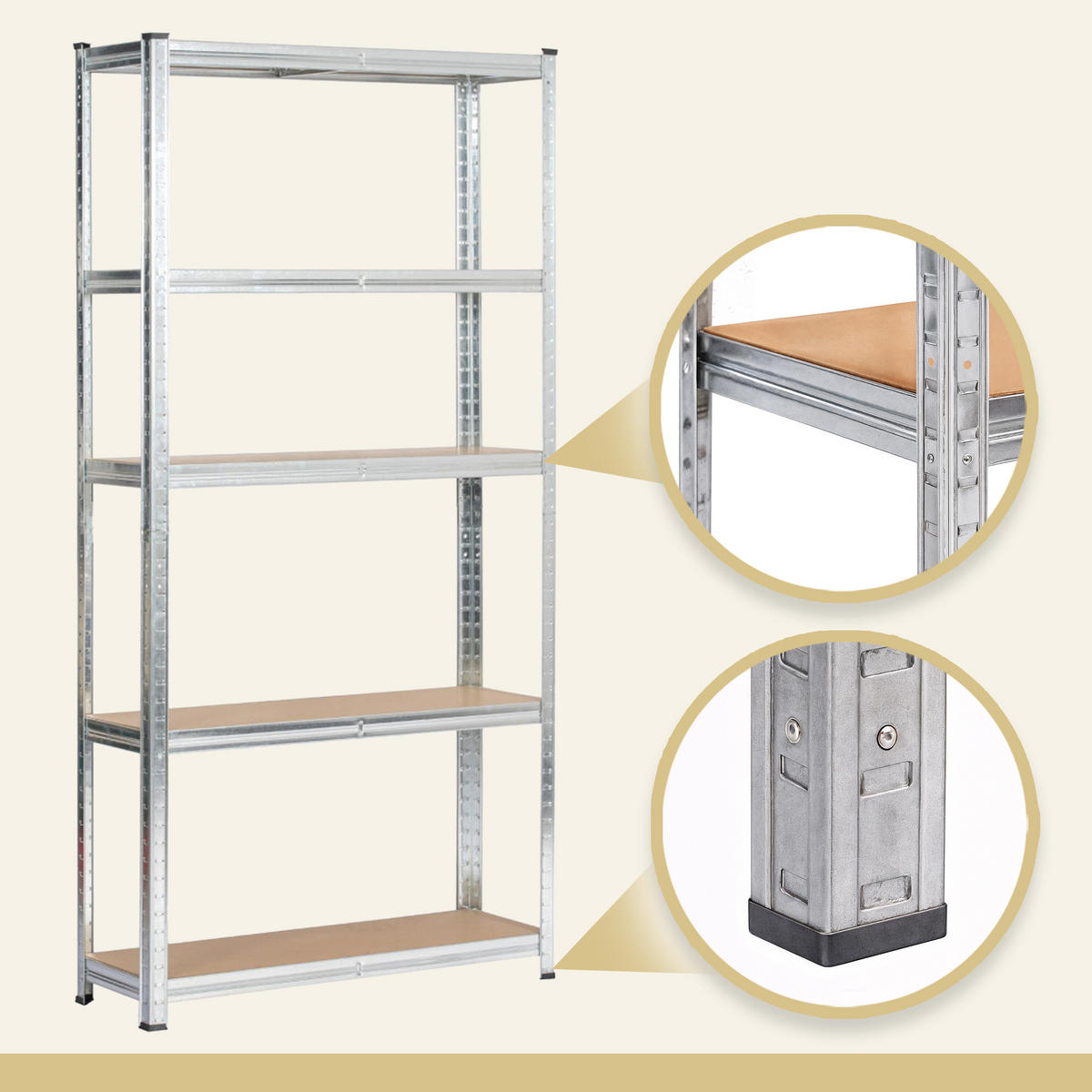 SCHWERLASTREGAL galvanisiertes Silber 90x30x180 cm - Silberfarben, Metall (90/180/30cm) - Akord