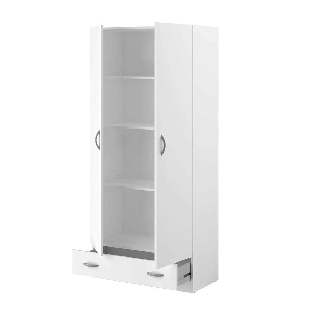 KLEIDERSCHRANK, 2 Türen, 1 Schublade, L78 cm - Orlando - Weiß, Holzwerkstoff (38.1/170.3/78cm) - Calicosy