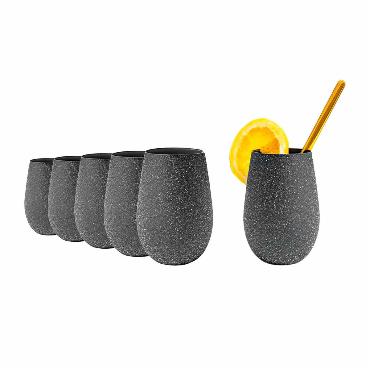 BECHER Stones basalt 465 ml 6er Set - Dunkelgrau, Glas (0.465L) - Stölzle Lausitz