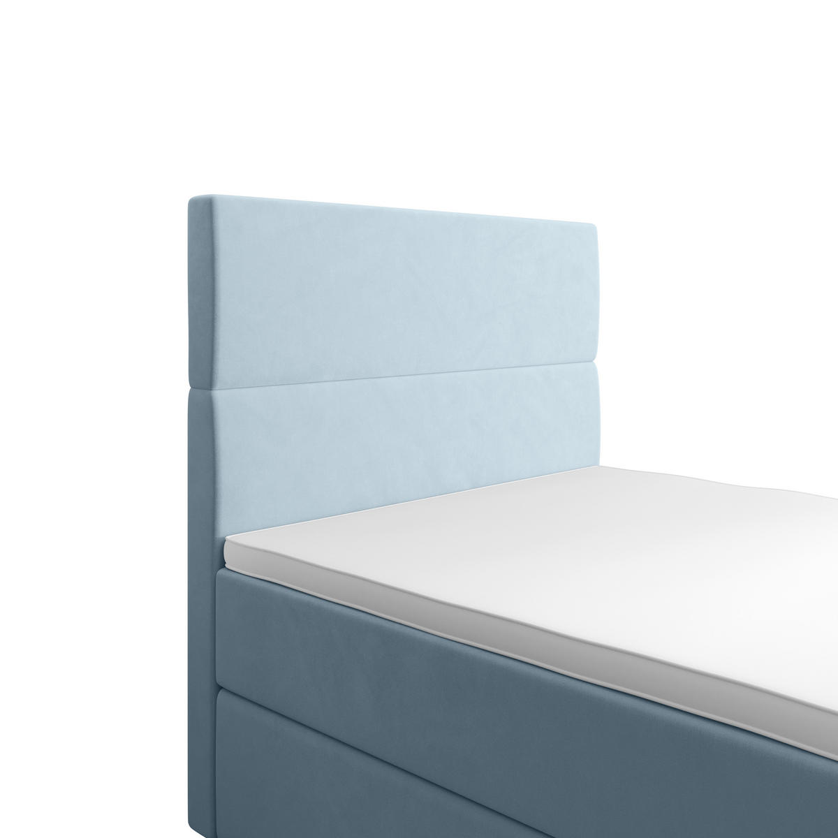 BOXBETT FLO 90x200 Itaka 13, mit Matratze H3, Bonell und Topper, Hellblau - Hellblau, Holz/Textil (90/200cm) - Bedante