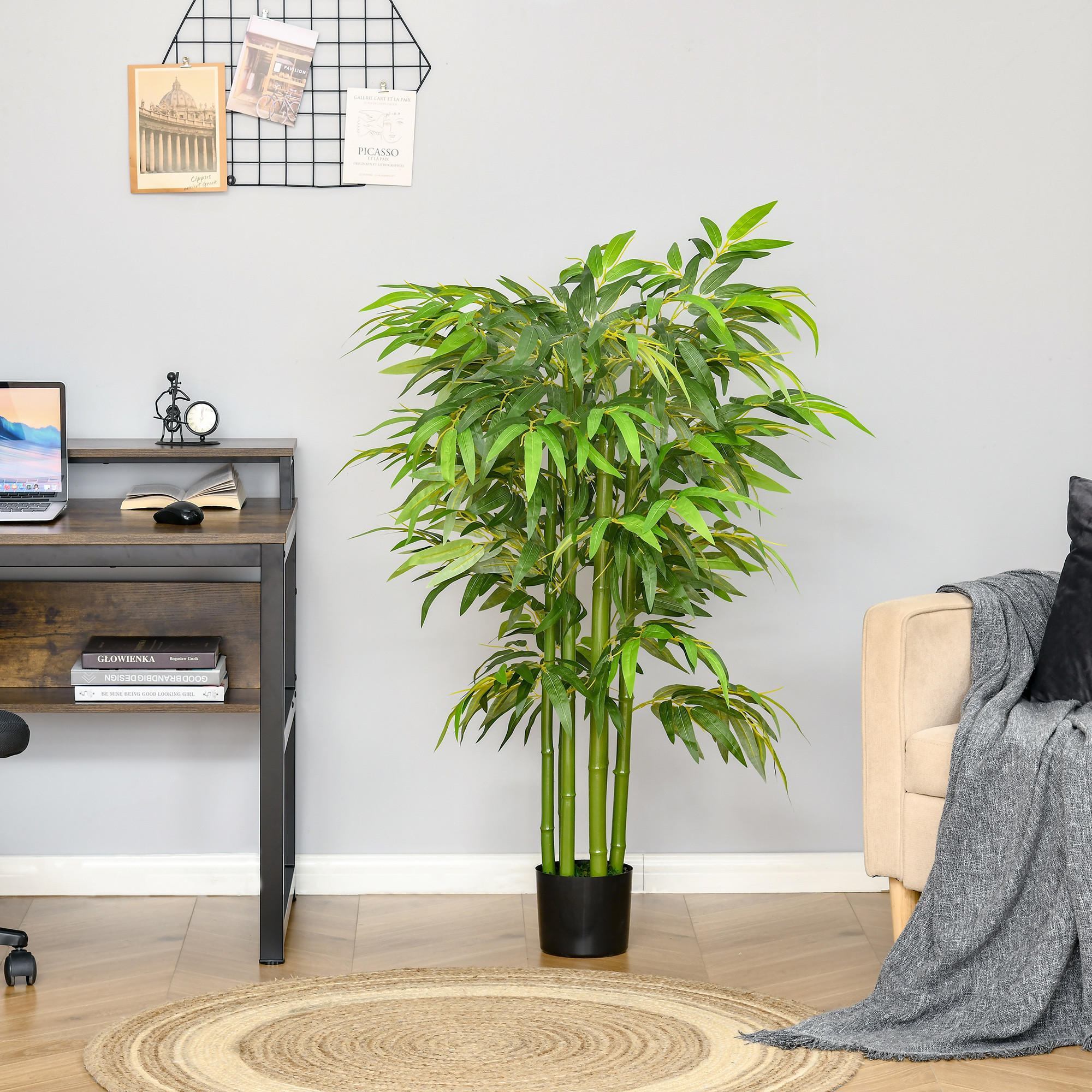 KUNSTPFLANZE mit 780 Blätter, 140 cm - Grün, Kunststoff (140cm) - HOMCOM