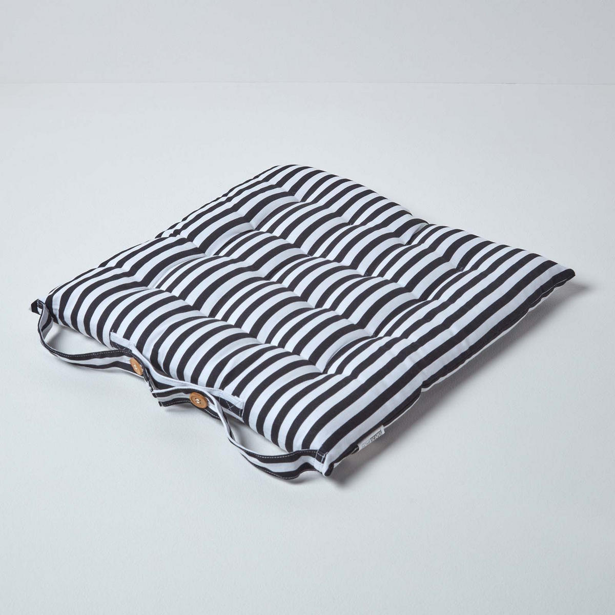 STUHLKISSEN 40/40/5 cm schwarz-weiß gestreift - Schwarz, Textil (40/40/5cm) - Homescapes
