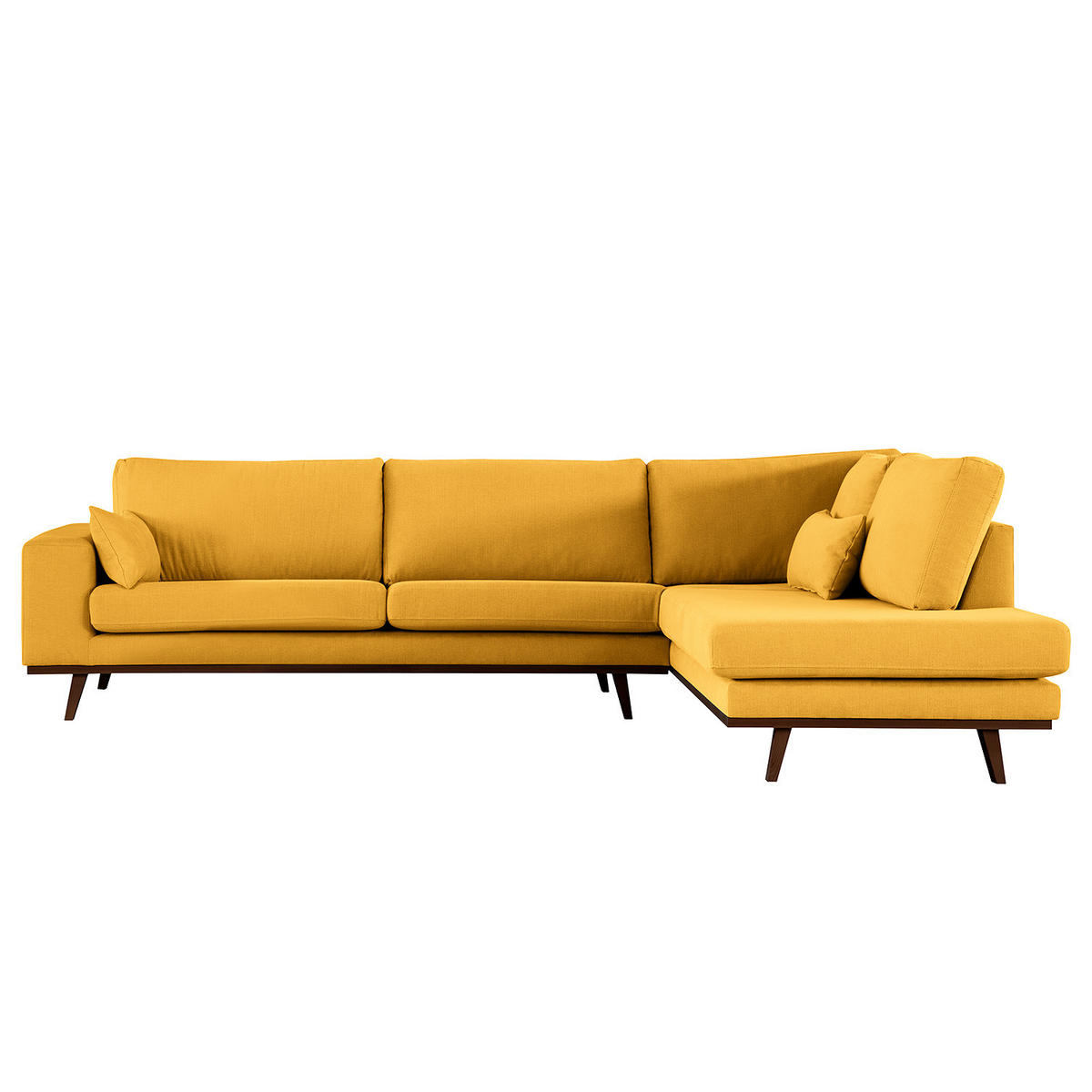 ECKSOFA mit Ottomane - Gelb/Buchefarben, Buchenholz/Textil (287/219cm) - home24