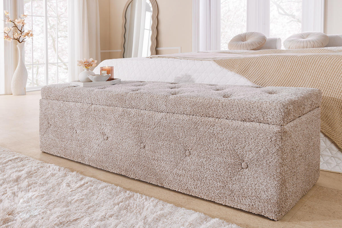 SITZBANK EXTRAVAGANCIA Bouclé Greige 140 cm - Greige, Textil (140/40/40cm) - riess-ambiente