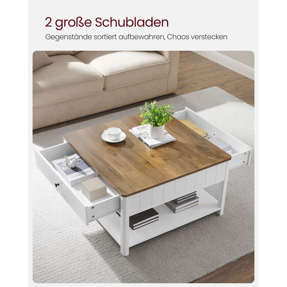 COUCHTISCH BISSAU - Weiß, Holzwerkstoff (80/80/45cm) - Hansiro
