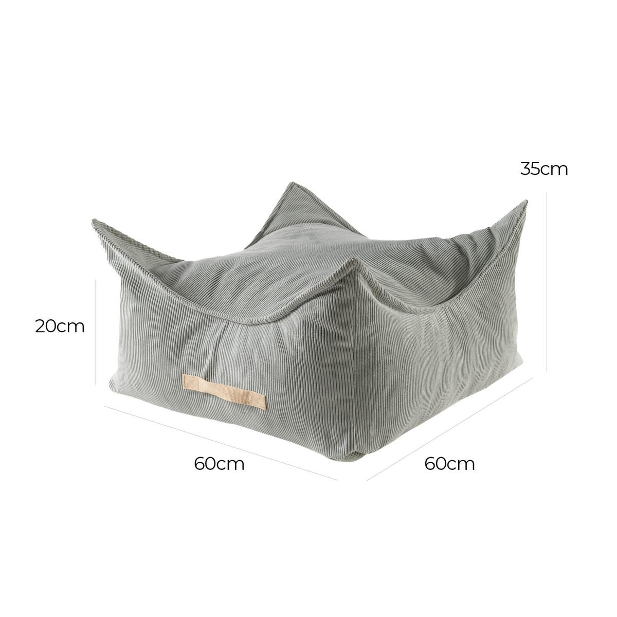 SITZPOUF für Kinder, Quadratisch, Kord, Grau - Grau, Textil (60/35/60cm) - MeowBaby