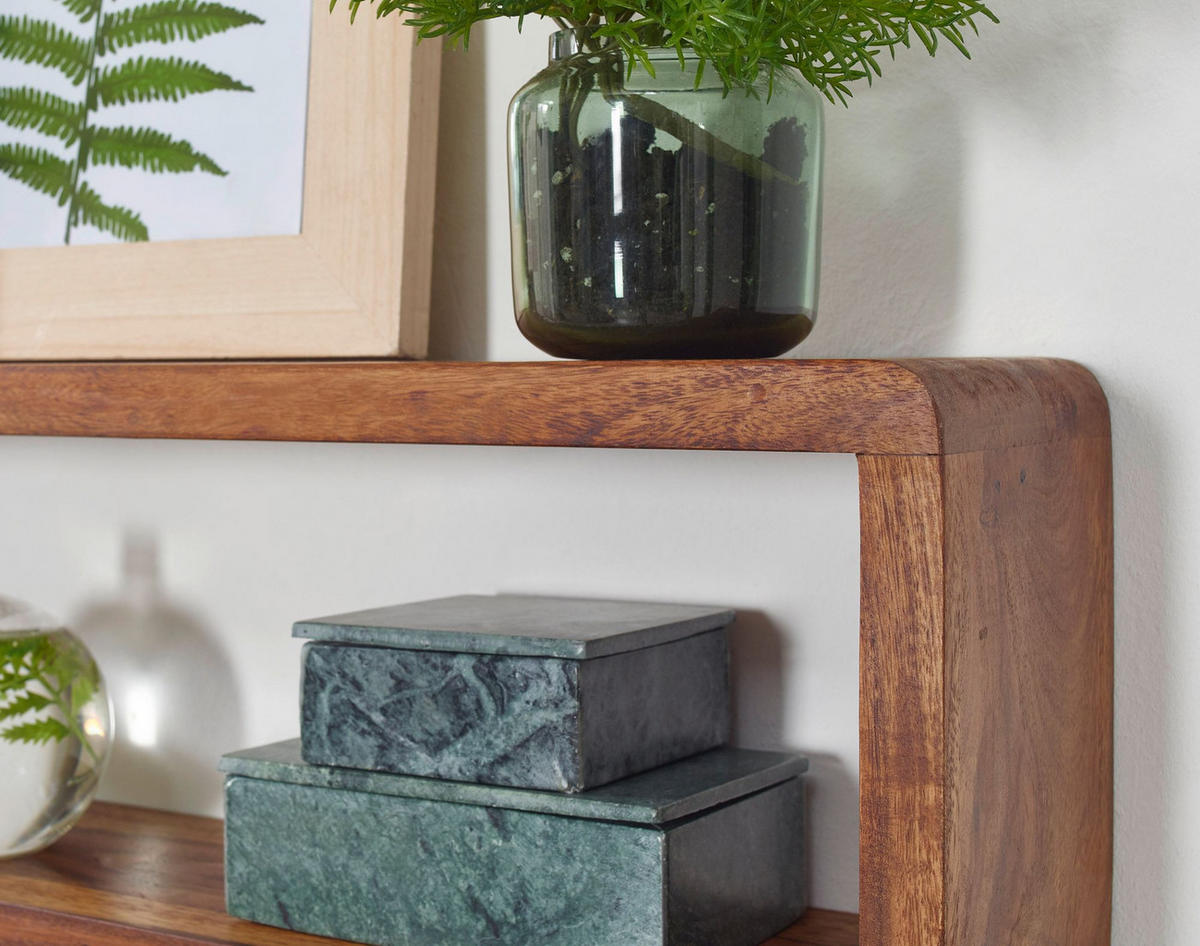 WANDREGAL Set TEKO CUBES Massivholz Abgerundete Ecken, Braun 80x15x20 cm - Braun, Holz (80/20/15cm) - KADIMA DESIGN